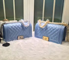 2015 LE Boy Chanel Flap Shoulder Bag Original Sheepskin Leather A67086 SkyBlue