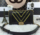 2015 LE Boy Chanel Flap Shoulder Bag Python Leather A67086 Black