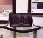 2015 LE Boy Chanel Flap Shoulder Bag Sheepskin Leather A67086 Black with Ancient Silver