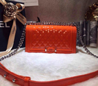 2015 LEY Boy Chanel A67086 Flap Shoulder Bag Original Patent Leather Orange