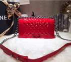 2015 LEY Boy Chanel A67086 Flap Shoulder Bag Original Patent Leather Rose