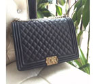 2015 Le Boy Chanel Flap Shoulder Bag Original Caviar leather A67087 Black A67087