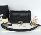 2015 Le Boy Chanel Flap Shoulder Bag Original Sheepskin Leather A92828 Black A92828