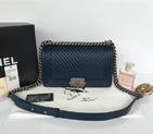 2015 Le Boy Chanel Flap Shoulder Bag Original Sheepskin Leather A92828 Royalblue A92828