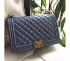2015 Le Boy Chanel Flap Shoulder Bag in Original Sheepskin Leather A5627 Grey in Gold A5627