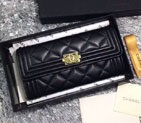 2015 Le boy Chanel Matelasse Bi-Fold Wallet Original Leather A50096 Black