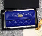 2015 Le boy Chanel Matelasse Bi-Fold Wallet Original Leather A50096 Blue
