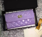 2015 Le boy Chanel Matelasse Bi-Fold Wallet Original Leather A50096 Lavender