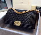 2016 Boy Chanel Flap Shoulder Bag Original Deer Leather A67086 Black with Matt Gold