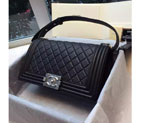 2016 Boy Chanel Flap Shoulder Bag Original Deer Leather A67086 Black with Matt Silver
