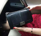 2016 Boy Chanel Flap Shoulder Bag Original Pearl Leather A67086 Black with Ancient Silver