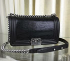 2016 Boy Chanel Flap Shoulder Bag Original lizard Leather A67086 Black with Ancient Silver
