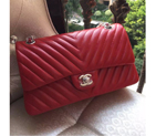2016 Chanel 2.55 Series Flap Bag Original Sheepskin Leather 1112 Red with Gold 1112