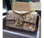 2016 Chanel 2.55 Series Flap Bag Python Leather A1112 Off-White with Gold A1112