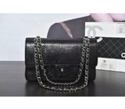 2016 Chanel 2.55 Series Flap Bag Real Python Leather 1112 Black with Silver