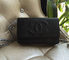 2016 Chanel A33814 Black Original Leather Mini Flap Bag Silver A33814