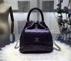 2016 Chanel A93881 Calfskin Leather Drawstring Bag With Handle Black A93881