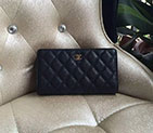 2016 Chanel Bi-Fold Wallet Black Original Caviar leather A31509 Gold A31509