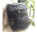 2016 Chanel Black Original Leather Backpack Embellished With a cc Signature A92962