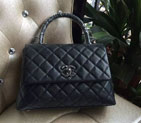 2016 Chanel Black Original Leather grained shoulder Tote bag A95168