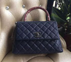 2016 Chanel Blue Original Leather grained shoulder Tote bag A95168