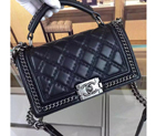 2016 Chanel Boy Flap Shoulder Bag Black Original leather A67086 Silver