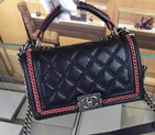 2016 Chanel Boy Flap Shoulder Bag Black Original leather A67086 Silver
