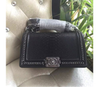2016 Chanel Boy Flap Shoulder Bag Grey Real Snake Leather A67086 Silver