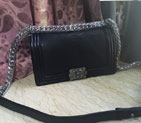 2016 Chanel Boy Flap Shoulder Bag Grey Snake Leather A67086 Black with Antique