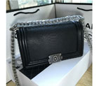 2016 Chanel Boy Flap Shoulder Bag Grey Snake Leather A67086 Black with Antique