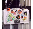 2016 Chanel Boy Flap Shoulder Bags Lambskin Leather A67086 White A67780