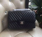 2016 Chanel CF Original Leather Classic Flap Bag 1112 Black Silver 1112