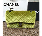 2016 Chanel Classic Flap Bag 1112 Original ArmyGreen velvet with Black Polished
