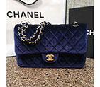2016 Chanel Classic Flap Bag 1112 Original DarkBlue velvet with Gold