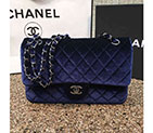 2016 Chanel Classic Flap Bag 1112 Original DarkBlue velvet with Silver