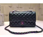 2016 Chanel Classic Flap Bag 1112 Original Deer Leather Green with Multicolor hardware