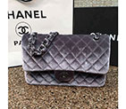 2016 Chanel Classic Flap Bag 1112 Original Gray velvet with Black Polished
