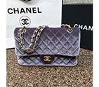 2016 Chanel Classic Flap Bag 1112 Original Gray velvet with Gold