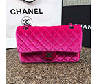 2016 Chanel Classic Flap Bag 1112 Original Rose velvet with Black Polished