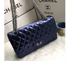 2016 Chanel Classic Flap Bag 1112 Shiny Iridescent Leather in Blue