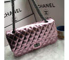 2016 Chanel Classic Flap Bag 1112 Shiny Iridescent Leather in Pink