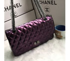 2016 Chanel Classic Flap Bag 1112 Shiny Iridescent Leather in Purple
