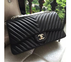 2016 Chanel Classic Flap Bag Original Sheepskin Leather 1113 Black with Gold 1113