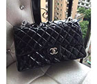 2016 Chanel Classic Flap Bag Original Sheepskin Leather 1113 Black with Silver 1113