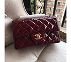 2016 Chanel Classic Flap Bags Original Patent leather 1116 in Claret with Gold hardware
