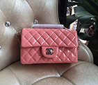 2016 Chanel Classic Flap Bags Original Patent leather 1116 in Pink with Silver hardware