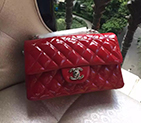 2016 Chanel Classic Flap Bags Original Patent leather 1116 in Red with Silver hardware