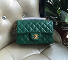 2016 Chanel Classic Flap Bags Original Sheepskin leather 1116 in Green with Gold hardware