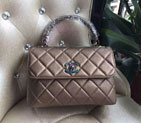 2016 Chanel Classic Top Handle Bag Original Deer Leather A92236 Gold with Magic color buckle