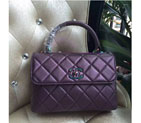 2016 Chanel Classic Top Handle Bag Original Deer Leather A92236 Purple with Magic color buckle